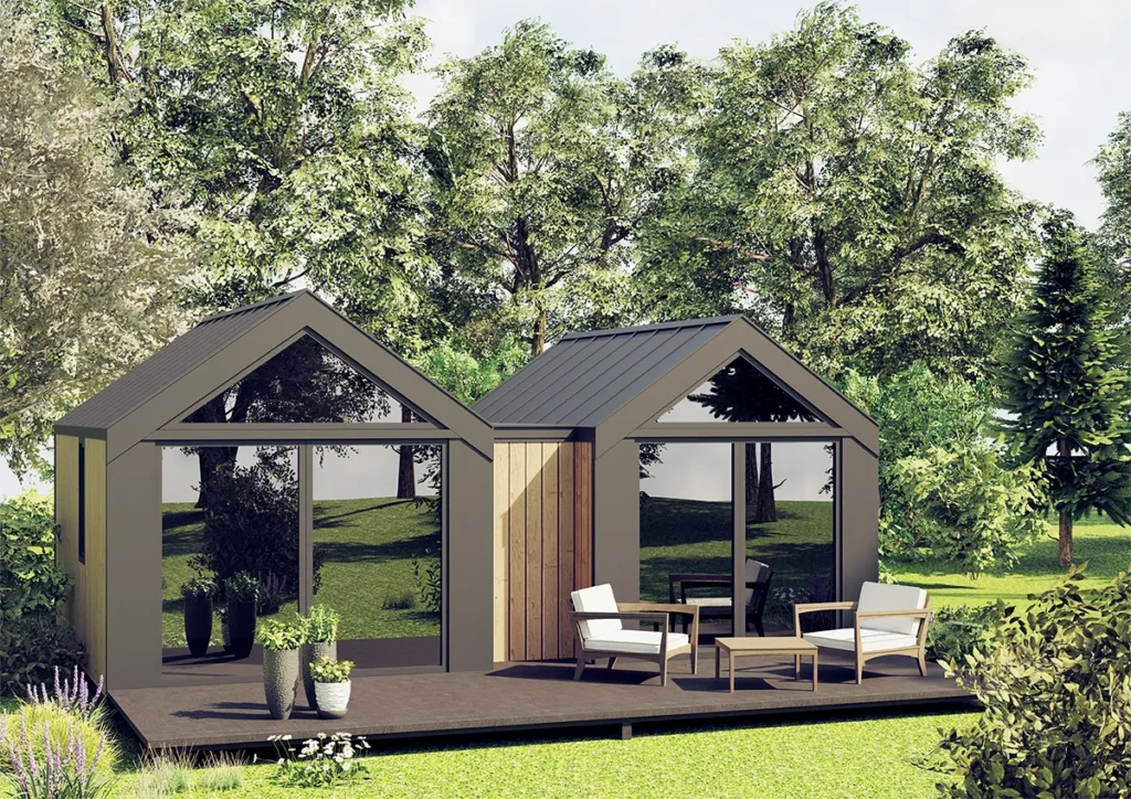 for.rest house – nowoczesny dom modułowy o stalowej konstrukcji, całoroczny front